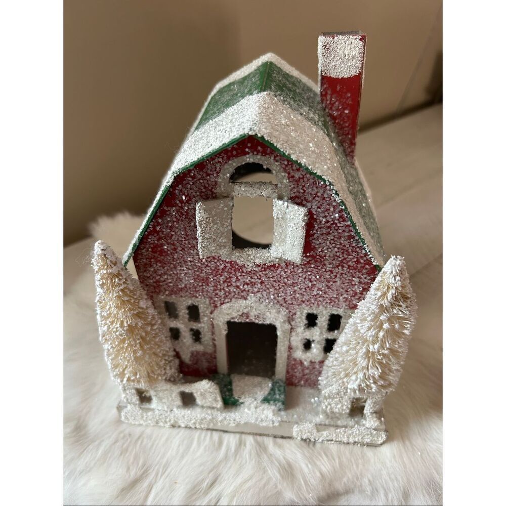 Vintage Christmas Barn 9” tall